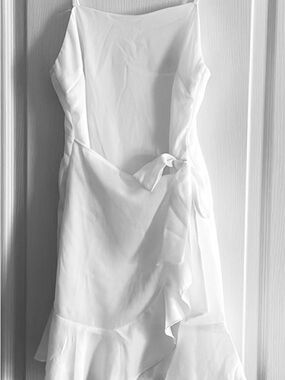 Altar'd State White Ruffle Wrap Midi Dress